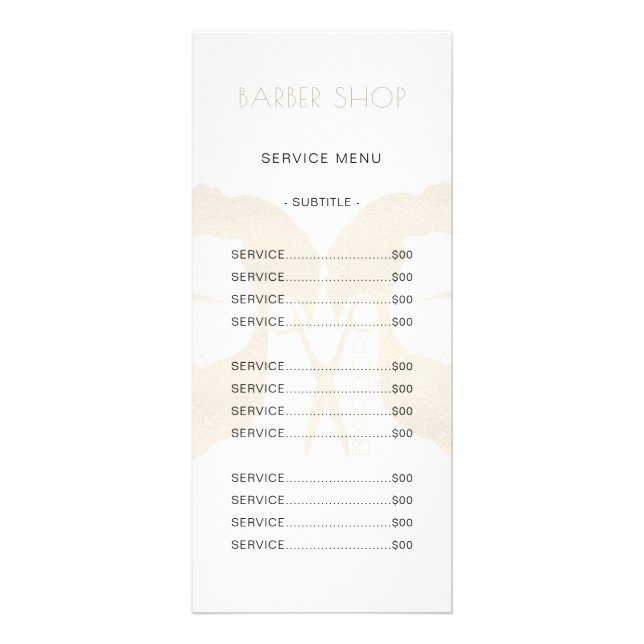 Barber salon simple modern elegant services menu (Front)