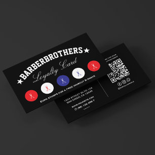 Barber Scissors Red White Blue Black Loyalty Business Card