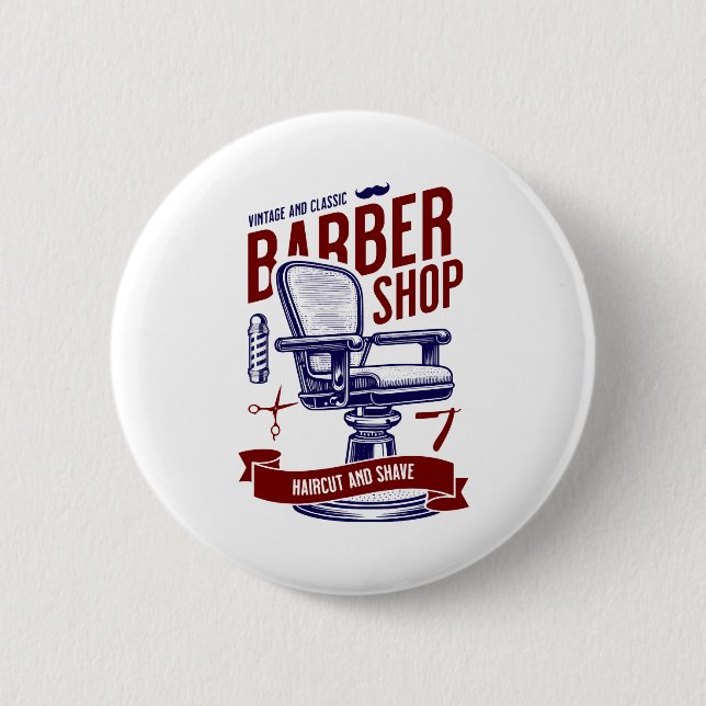 Barber Shop 6 Cm Round Badge (Front)