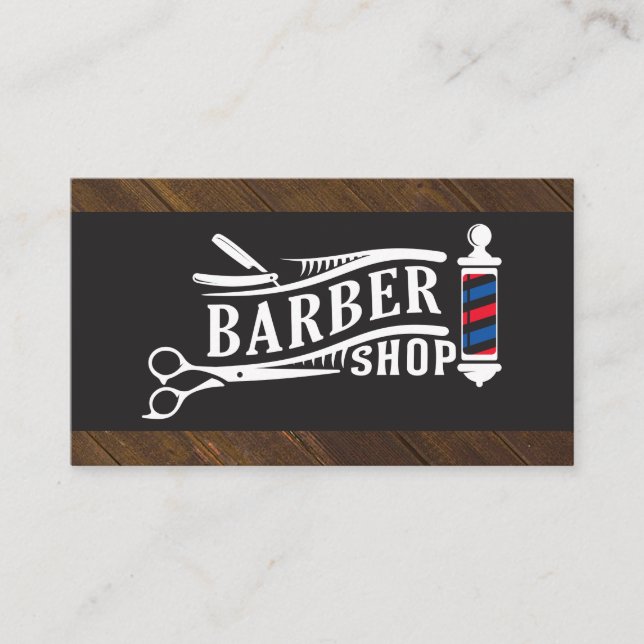 Barber Shop | Barber Pole and Tools Business Card (Front)