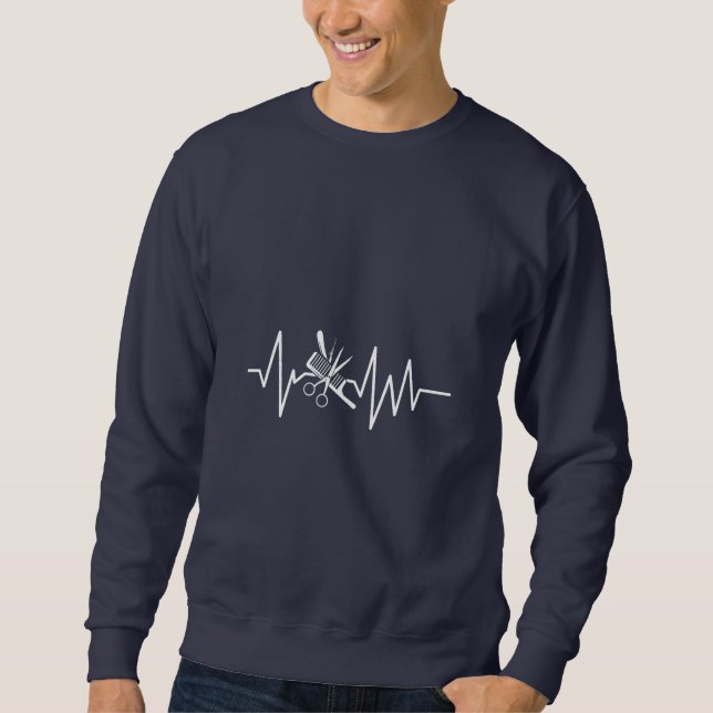 Barber Shop - Barber Scissors Comb Heartbeat Sweatshirt (Front)