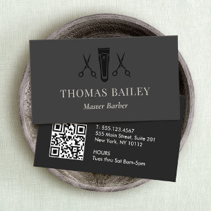 Barber Shop Buzzer and Scissors QR Business Card