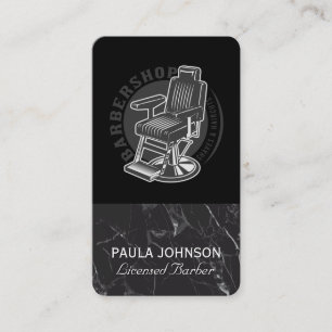 Barber Shop Chair   Black Marble Business Card