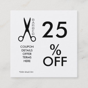 Barber shop coupon card black and white