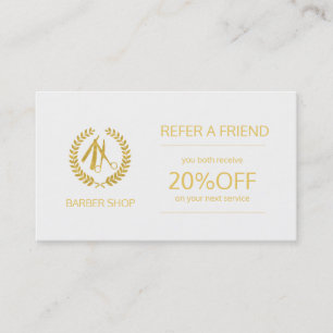 Barber shop gold and white referral template