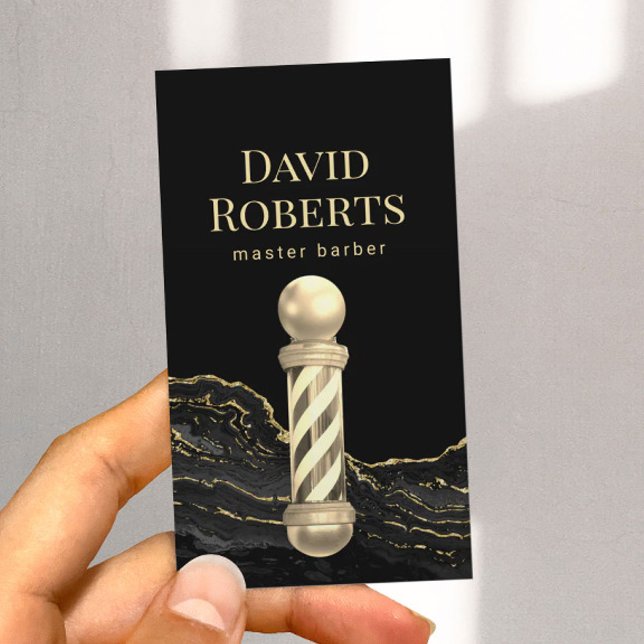 Barber Shop Gold Marble Barbershop Hair Stylist Business Card (Creator Uploaded)