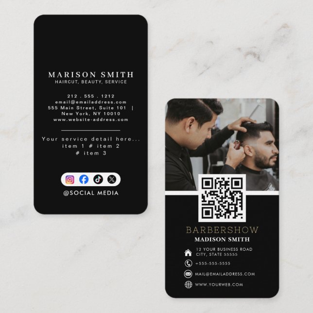 Barber Shop Hair Stylist Professional Barbershop Business Card (Front/Back)
