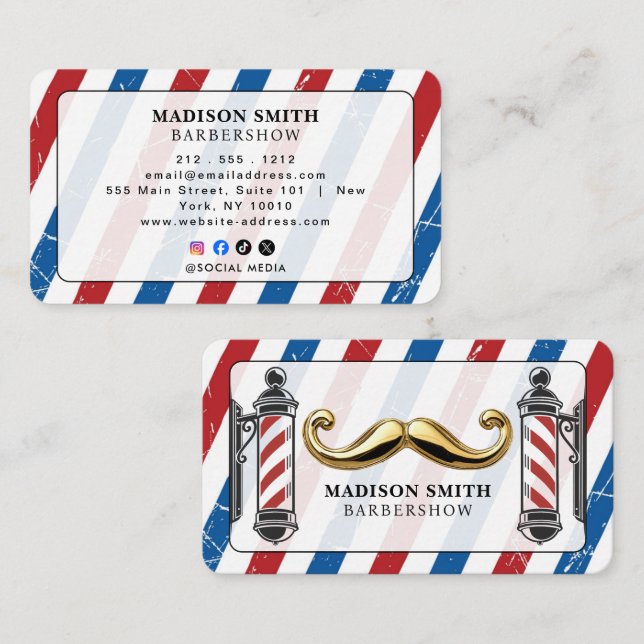 Barber Shop Hair Stylist Professional Barbershop Business Card (Front/Back)