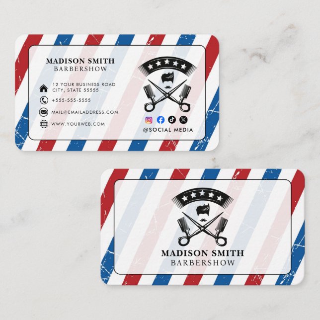 Barber Shop Hair Stylist Professional Barbershop Business Card (Front/Back)