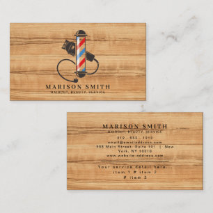Barber Shop Hair Stylist Wood Business Card
