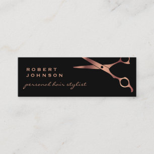 Barber Shop Hairdresser Black Copper Scissors Mini Business Card