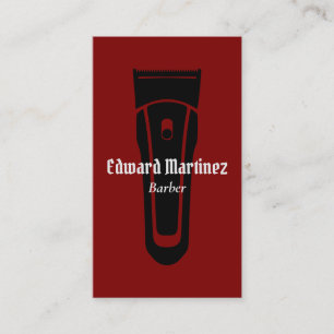 Barber Shop Hairdresser, Red Modern Hair Clipper Business Card