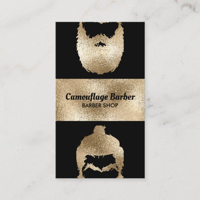 Barber Shop hipster gold sparkling Business Card (Front)