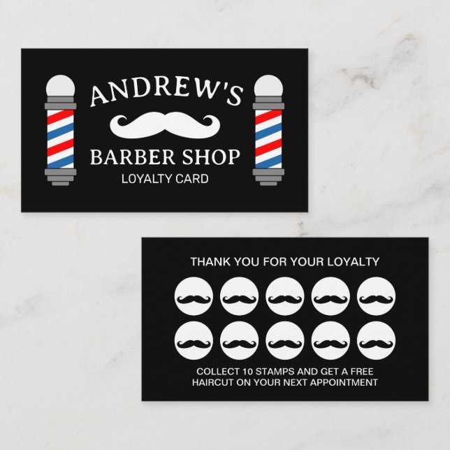 Barber shop loyalty business card template (Front/Back)