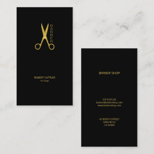 Barber shop luxury simple gold black business card
