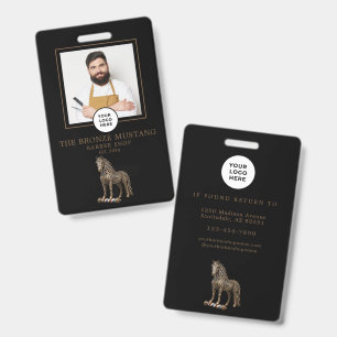 Barber Shop Modern Bronze Mustang Barber Staff ID Badge
