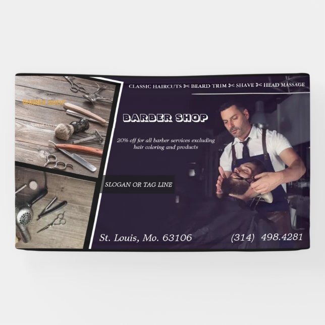 barber shop modern haircut scissor hairdresser  banner (Horizontal)