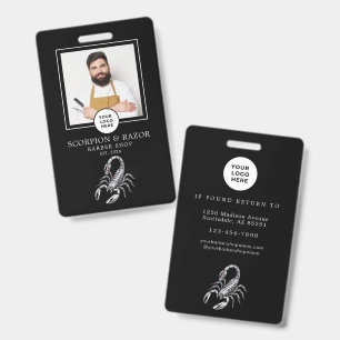 Barber Shop Modern Silver Scorpion Barber Staff ID Badge