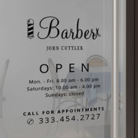 Barber shop name opening hours decal