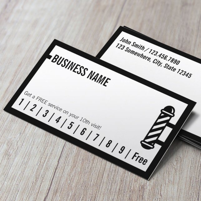 Barber Shop Plain Minimalist Loyalty Punch Card (Creator Uploaded)