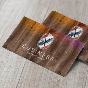 Barber Shop Pole Logo Modern Wood Hair Stylist Business Card
