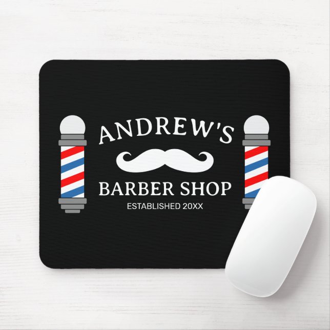 Barber shop pole mouse pad for men's hair salon (With Mouse)