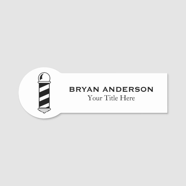 Barber Shop Pole Name Tag (Front)