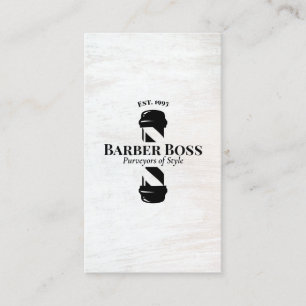 Barber Shop Pole Rustic White Wood Business Card