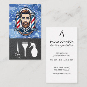 Barber Shop Poles Hair Cutting Tools Business Card