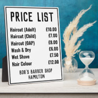 Barber Shop Price List