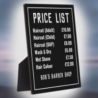 Barber Shop Price List