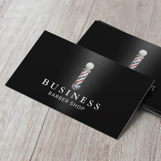 Barber Shop Professional Black Metal Hair Stylist Business Card