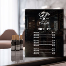 Barber Shop Professional Hair stylist Price List