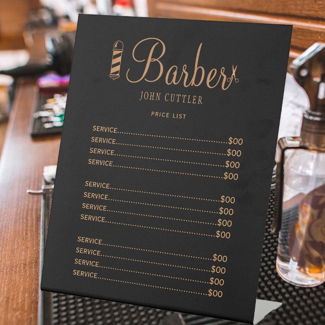 Barber shop professional logo price list  pedestal sign (Creator Uploaded)