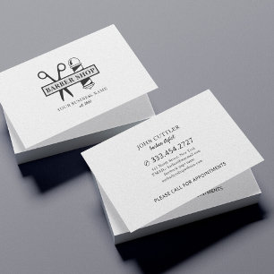 Barber shop professional salon scissor pole logo business card