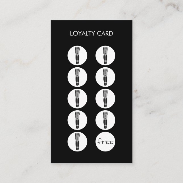 Barber Shop Razor Clipper Loyalty Punch Card (Front)
