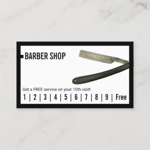 Barber Shop Razor Men's Hair Loyalty Punch Card