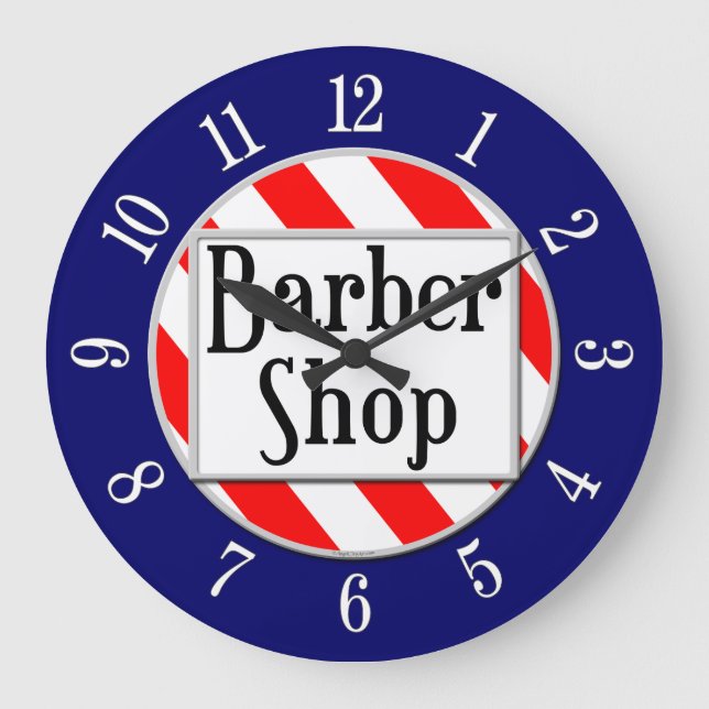 Barber Shop Red, White and Blue Retro Clock (Front)