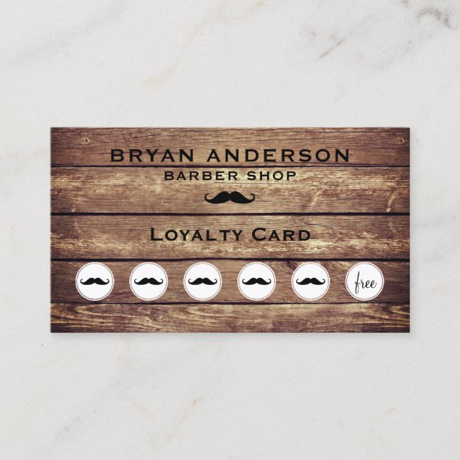 Barber Shop Rustic Loyalty Punch Card (Front)