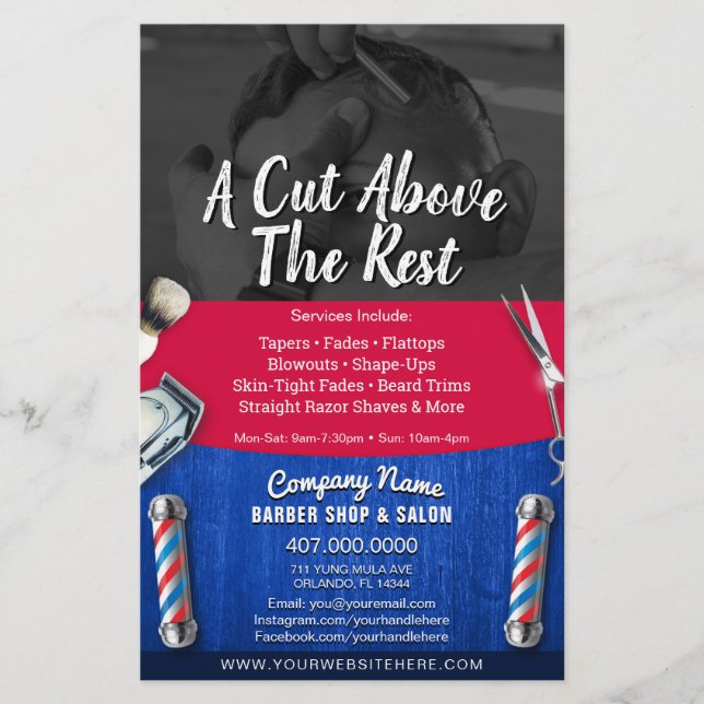 Barber Shop & Salon Customisable Coupon Template Flyer (Front)