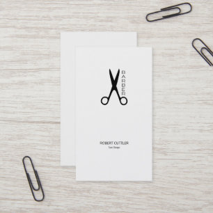 Barber shop scissors simple black and white business card