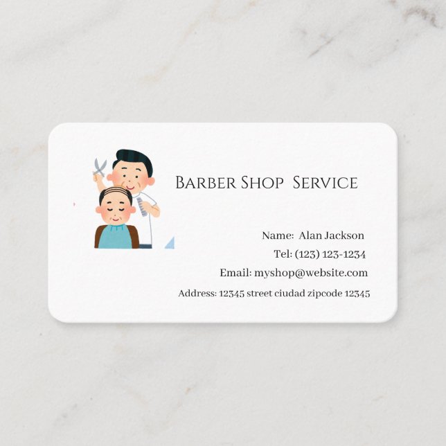 Barber Shop  Service Business Card (Front)