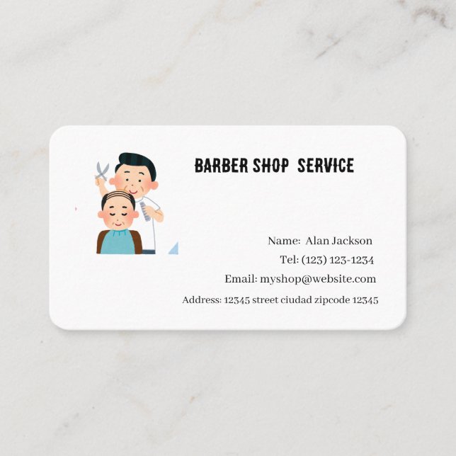 Barber Shop  Service Business Card (Front)