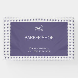 Barber shop simple navy grey star pattern banner