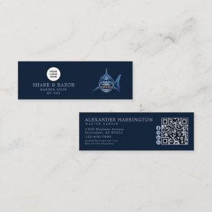 Barber Shop Steel Shark Qr Code Social Icons Mini Business Card