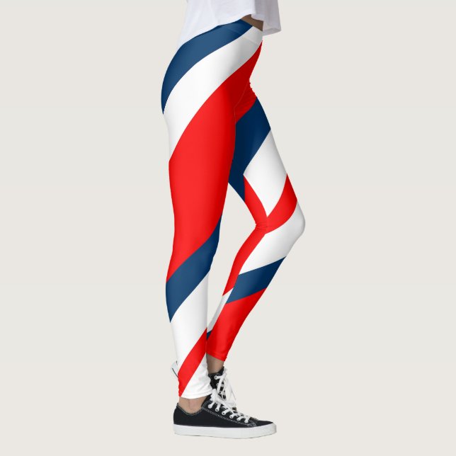 Barber Shop Stripes on Red/White/Blue Fashion Leggings (Right)