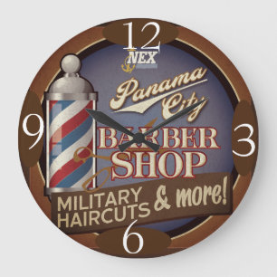 Barber Shop Time on a Large Clock