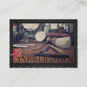 Barber Shop Vintage Black, White, Checkers Business Card