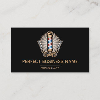 Barber Shop Vintage Pole Salon Logo Professional Business Card