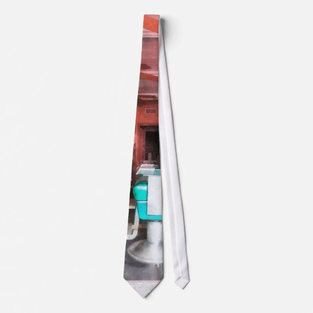 Barber Shop With Green Barber Chairs Tie (Front)